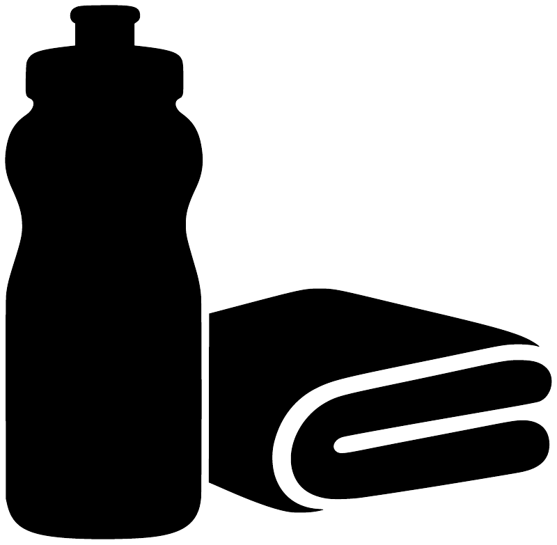 Fitness water bottle and towel vinyl decal, black and white silhouette design