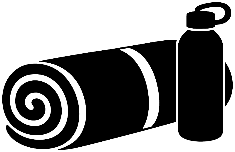 Rolled fitness mat and bottle vinyl decal, black-and-white