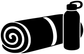 Rolled fitness mat and bottle vinyl decal, black-and-white