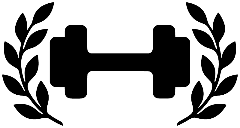 Black dumbbell laurel fitness vinyl decal on white