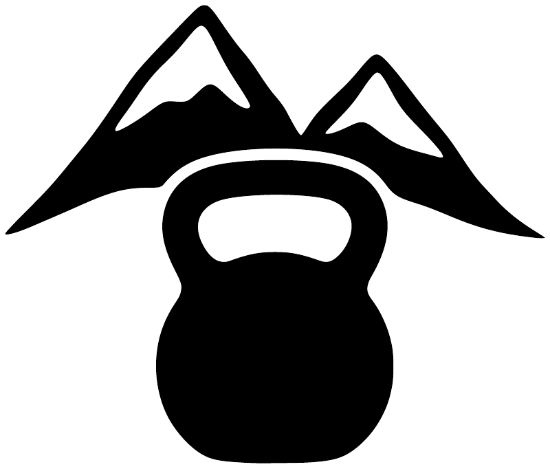 Fitness mountain and kettlebell vinyl decal graphic in black and white