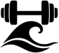 Black dumbbell and wave fitness vinyl decal design