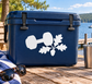 Blue vinyl decal with dumbbell and oak leaves, fitness strength graphic