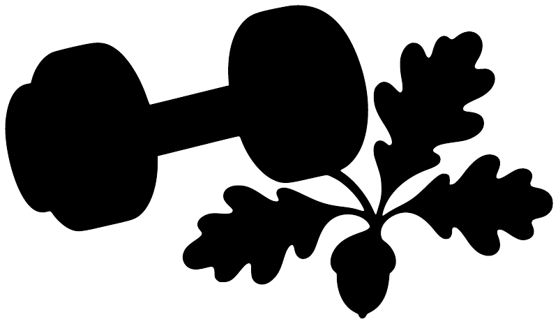 Black dumbbell with oak leaves vinyl decal graphic