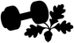 Black dumbbell with oak leaves vinyl decal graphic