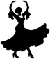 Black vinyl silhouette dance decal of a flamenco dancer with raised arms
