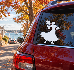 White flamenco dancer vinyl decal on car window