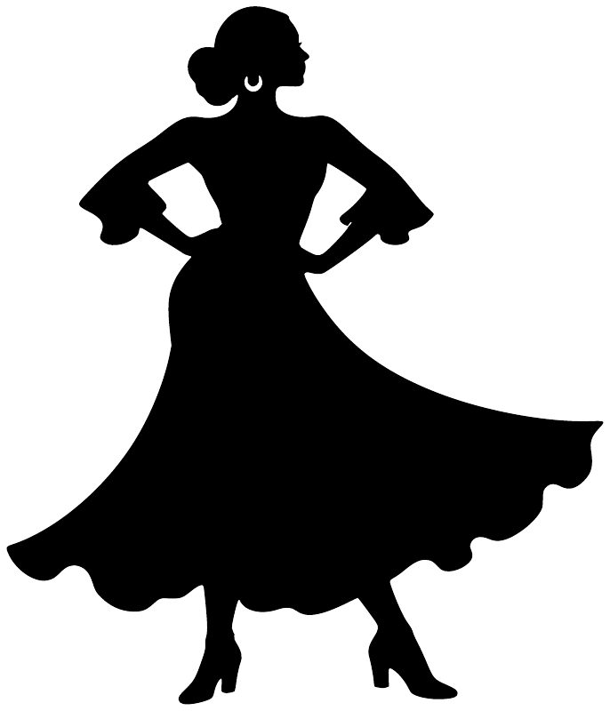 Flamenco dancer vinyl decal, black silhouette figure