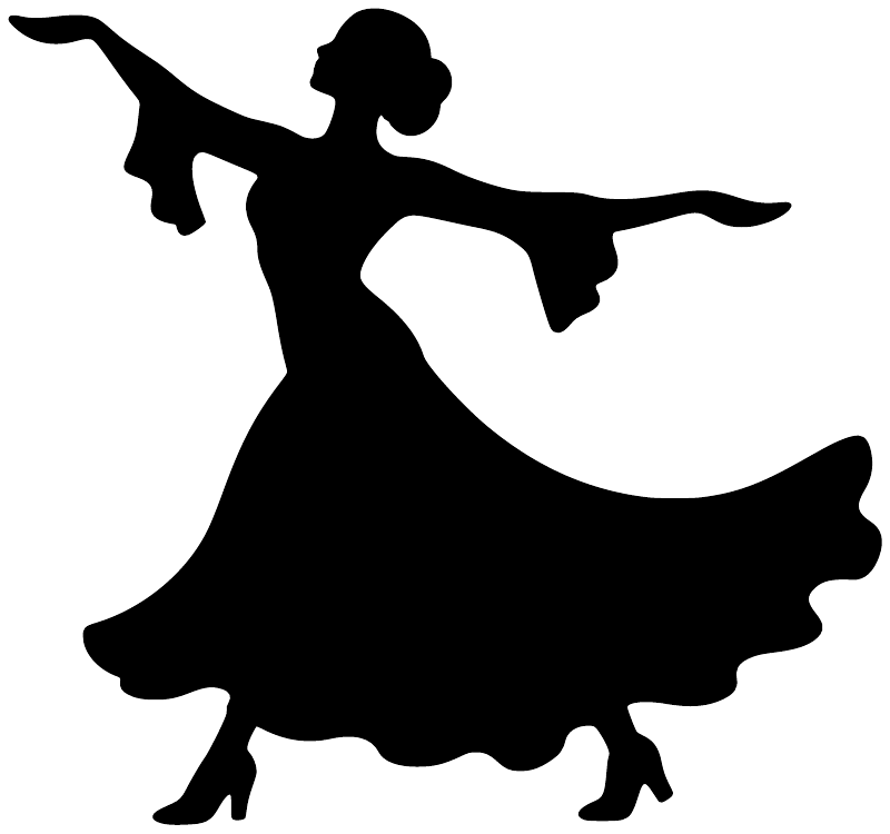 Black flamenco dancer vinyl decal silhouette, open arms on white background