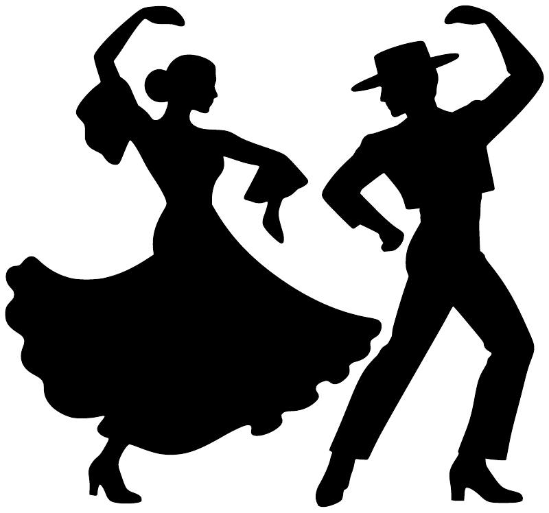 Flamenco vinyl decal showing two dancer silhouettes in folk-style dresses