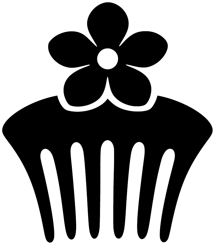Black flower and comb vinyl decal design with white details