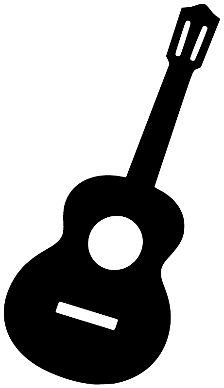 Black guitar vinyl decal with white pick and lines