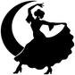 Flamenco dancer vinyl decal silhouette: black crescent moon and woman figure