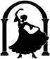 Flamenco dancing arch vinyl decal: black dancer silhouette under arch with fluted columns