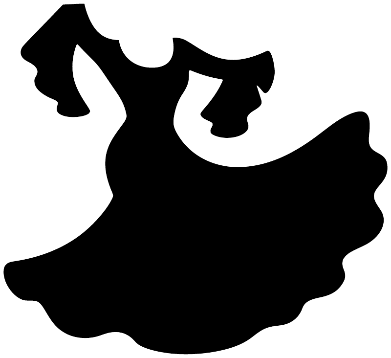Flamenco dancer silhouette vinyl decal, black and white cutout design