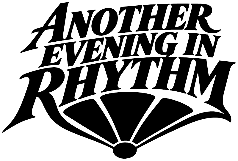 Black vinyl decal with "Another Evening In Rhythm" lettering and fan graphic
