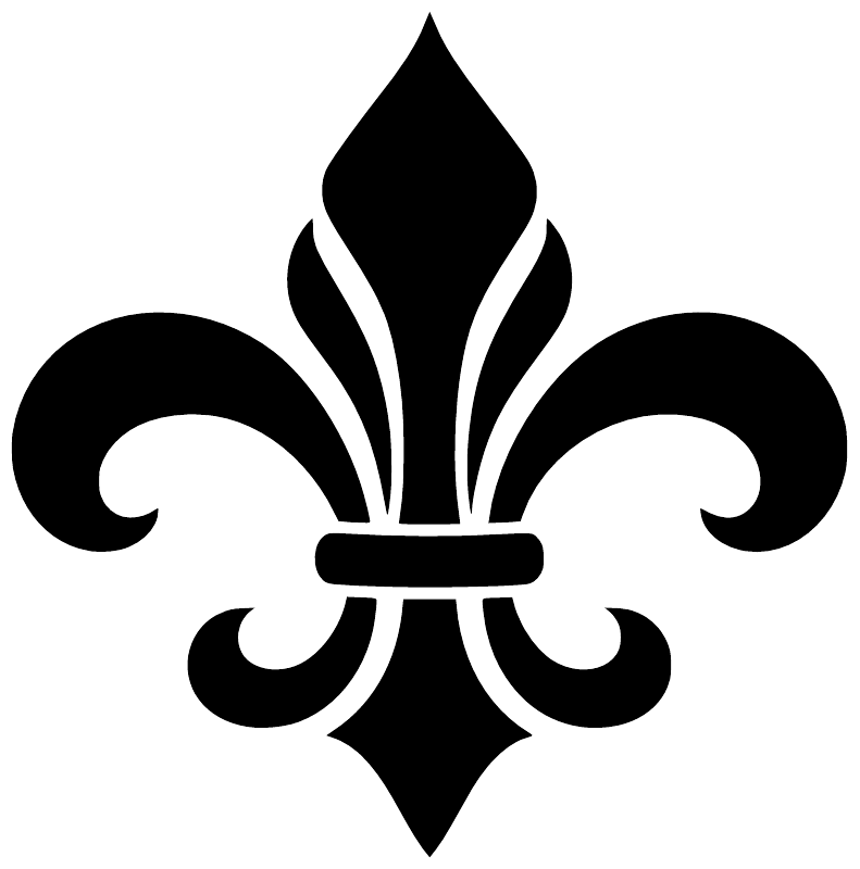 Black fleur-de-lis vinyl decal design, bold symmetrical outline.