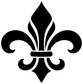 Black fleur-de-lis vinyl decal design, bold symmetrical outline.