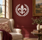 Fleur-de-lis and laurel arch vinyl decal, white