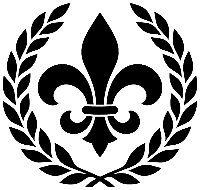 Fleur-de-lis and laurel arch vinyl decal, black
