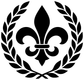 Fleur-de-lis and laurel arch vinyl decal, black