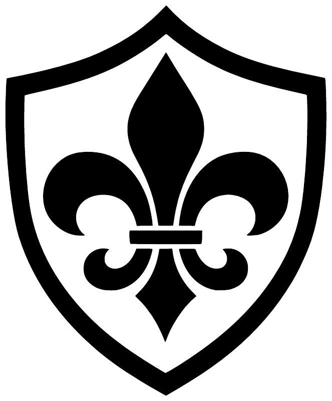 Black Fleur de Lis shield vinyl decal with fleur centerpiece