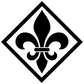 Close-up diamond fleur-de-lis vinyl decal in black on white