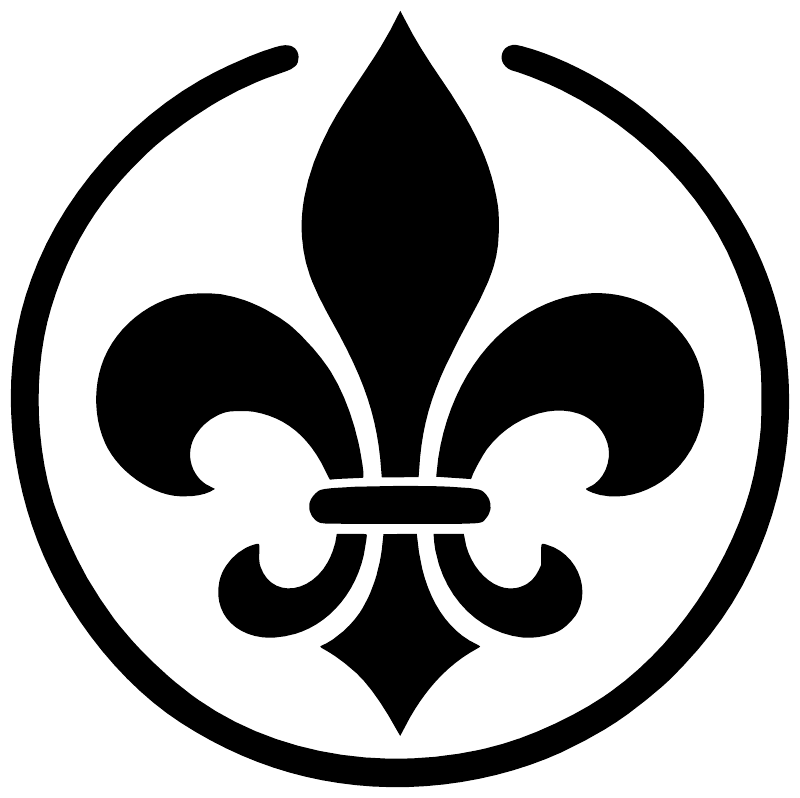 Black open-circle fleur-de-lis crest vinyl decal