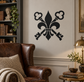 Fleur-de-lis and crossed keys vinyl decal, black graphic wall sticker