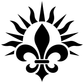 Fleur-de-lis sunburst vinyl decal with fleur icon, black and white