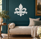 White fleur-de-lis with ribbon vinyl wall decal
