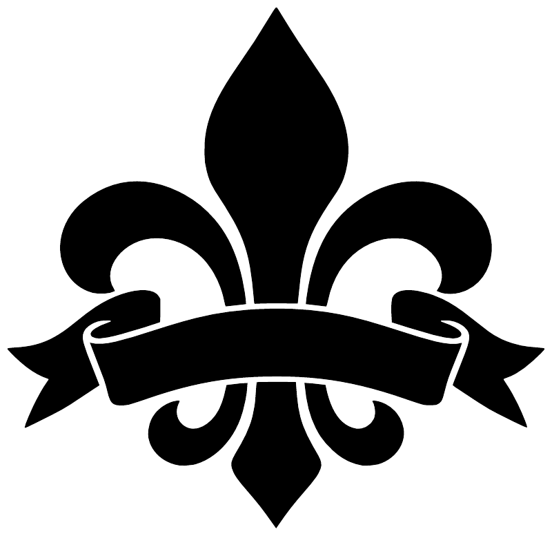 Black fleur-de-lis with ribbon vinyl wall decal