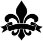 Black fleur-de-lis with ribbon vinyl wall decal