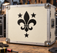 Black fleur-de-lis vinyl decal with three stars pattern