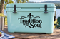 Black vinyl decal with “Tradition with Soul” text and fleur-de-lis above