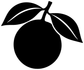 Orange fruit vinyl decal graphic with black leaves on white background