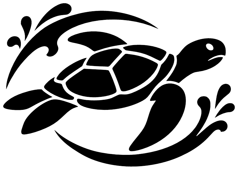 Sea turtle swim vinyl decal, bold black turtle with flippers and shell icon