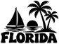 Florida tropical sailboat vinyl decal with sailboat, palm trees, and FLORIDA text