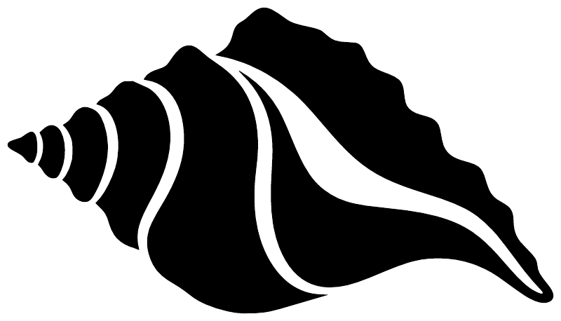 Vinyl conch decal silhouette, black shell with white interior