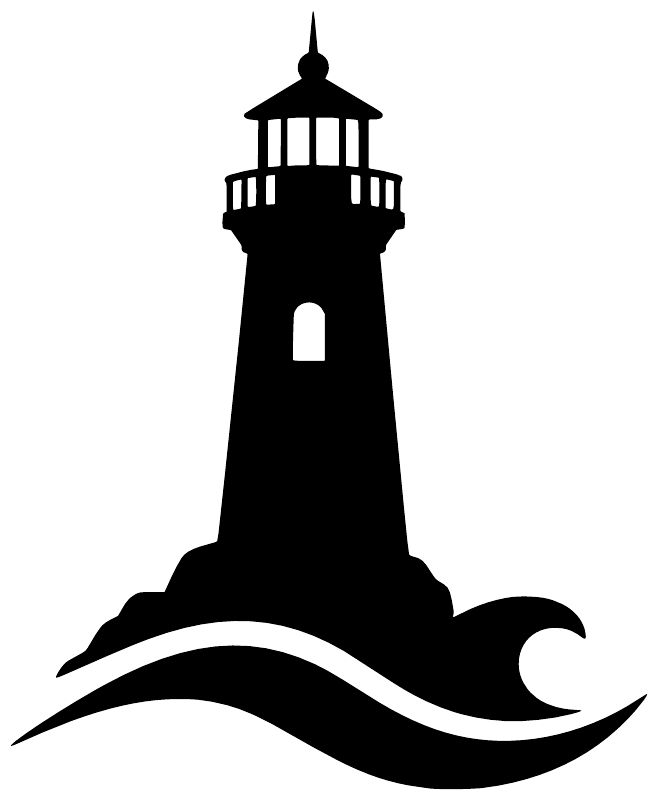 Black lighthouse and wave vinyl decal