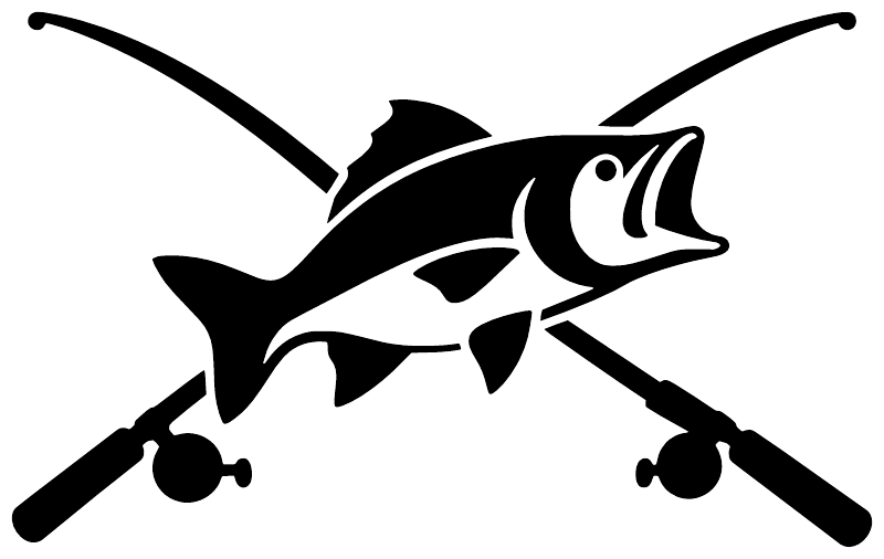 Black fishing fish with crossed rods vinyl decal