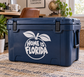 Vinyl decal reading 'Home is Florida' with palm-leaf icon in white on blue bin