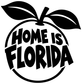 Vinyl decal with 'Home is Florida' lettering and palm leaves, black design on white