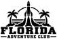 Black Florida Adventure Club rocket and palm vinyl decal logo