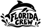 Florida Crew vinyl decal with dolphin silhouette and bold lettering, black design on white