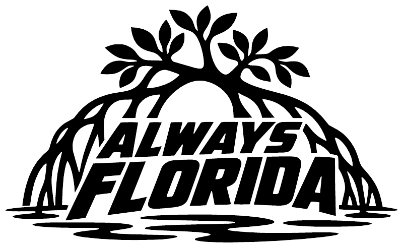 Always Florida vinyl wall decal with tree canopy arch, black design