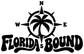 Florida's Bound vinyl decal with palm tree compass and bold Florida lettering, black-and-white