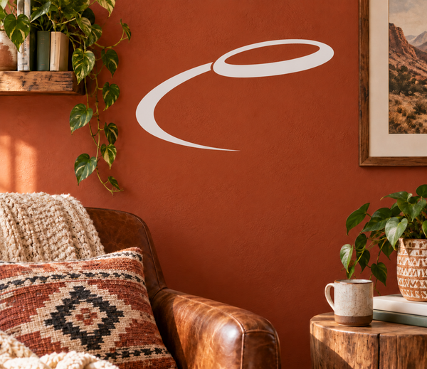 Vinyl wall decal of flying disc with upward arc, white design