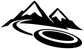 Vinyl decal graphic: white mountains with black outline and flying disc emblem
