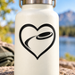 Flying disc heart loop vinyl decal, black heart with flying disc graphic